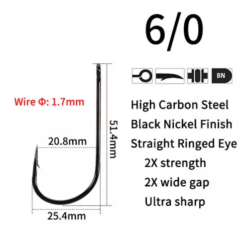 Premium Wide Gape Extra Strong Sea Fishing Hooks